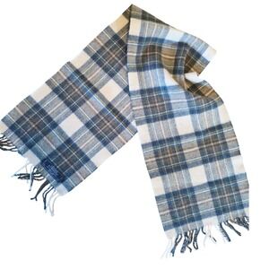 Scottish Experience Plaid Lambswool Scarf Made in UK 51x11 Tartan Fringe VTG